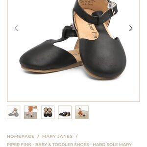 New Piper Finn Black Dress Shoes with Ankle Strap and Rounded Toe